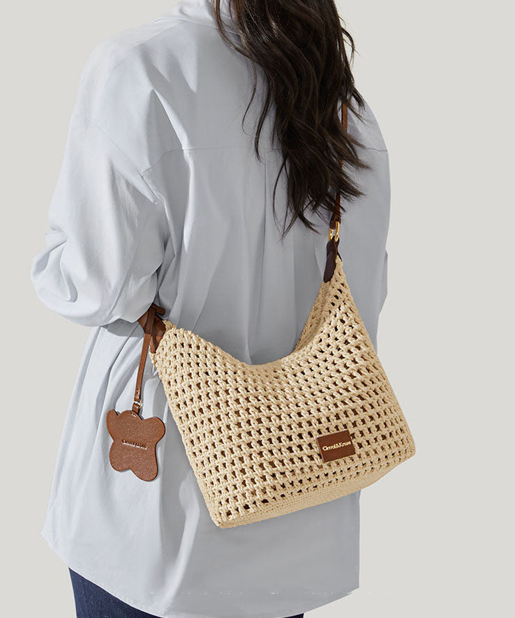 Bag 2025 Woven Grass New Capacity Shoulder Khaki Large