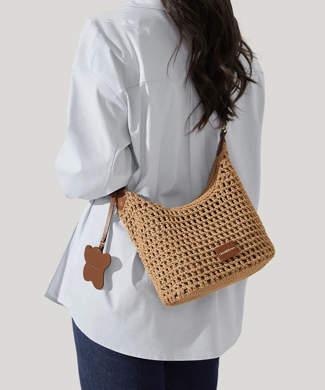 Bag 2025 Woven Grass New Capacity Shoulder Khaki Large