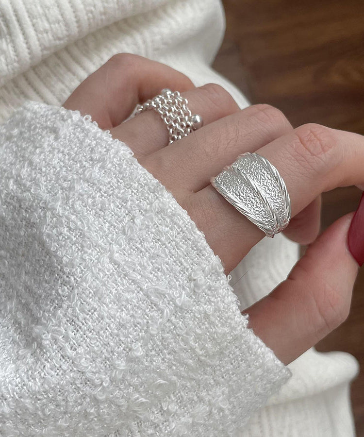 Sterling Wrinkled Two New Silk Set 2025 Rings Piece Silver