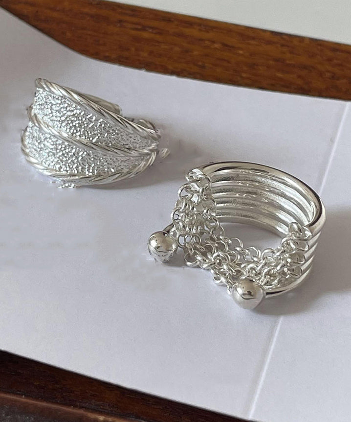 Sterling Wrinkled Two New Silk Set 2025 Rings Piece Silver