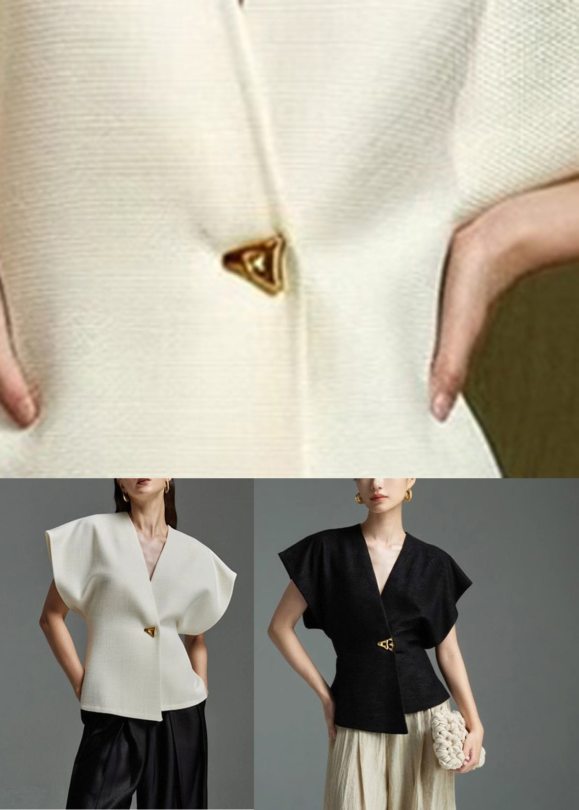 SampleBlack Solid Shirt Asymmetrical Sleeveless