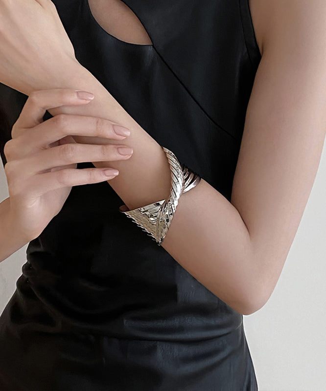 Open Boho Metal Cuff Silk Cross