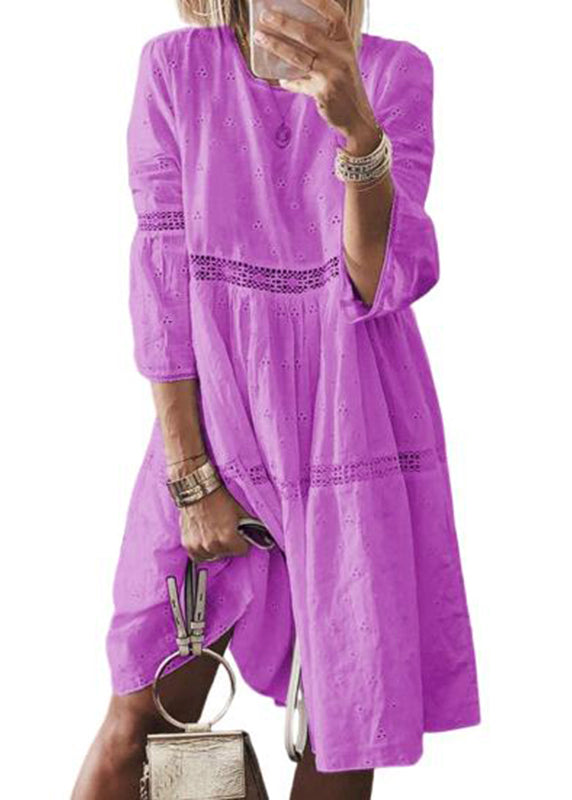 SampleBoho Yellow O-Neck Hollow Out Long Dresses Bracelet Sleeve