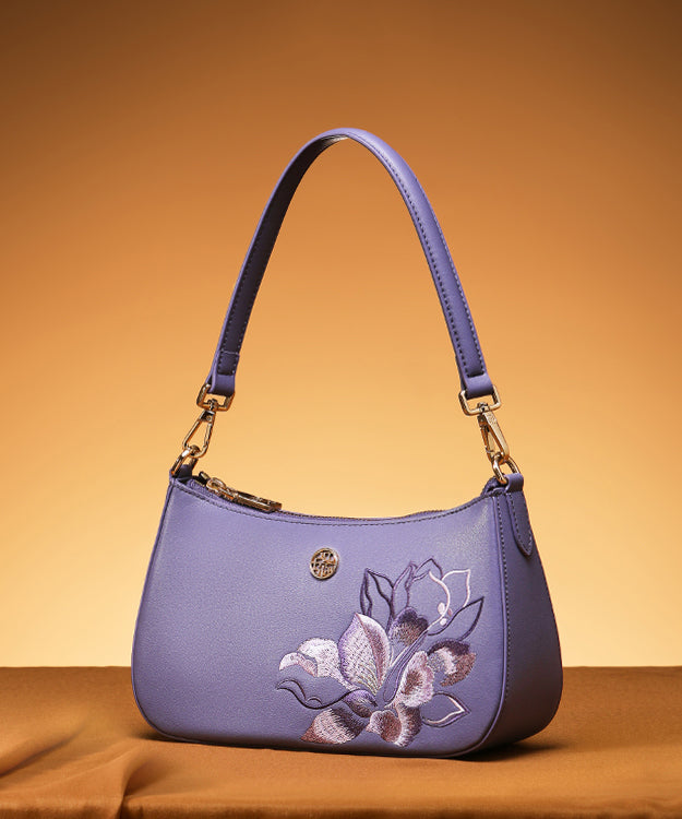 Bag Leather Boutique Purple Calf Embroideried CrossBody