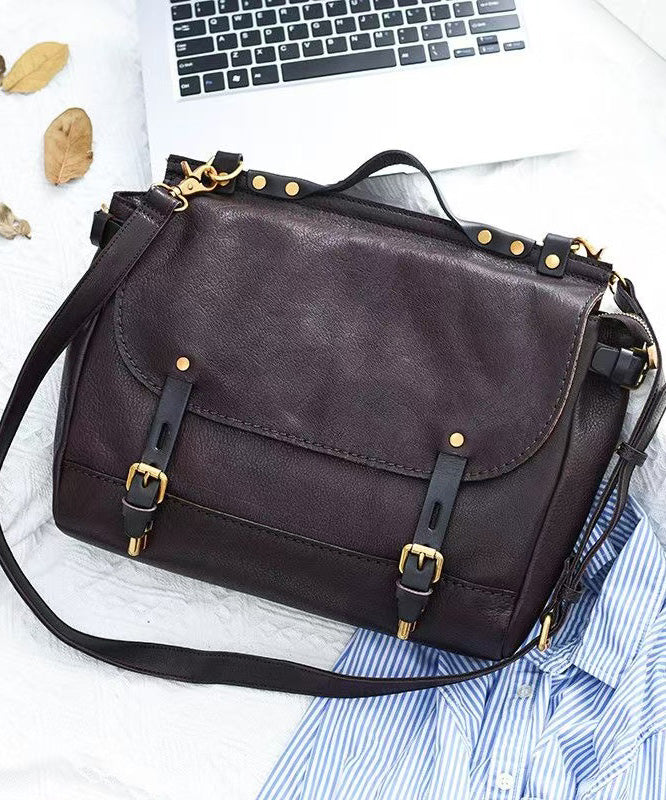 Bag Leather Large Capacity Messenger Khaki CrossBody Casual