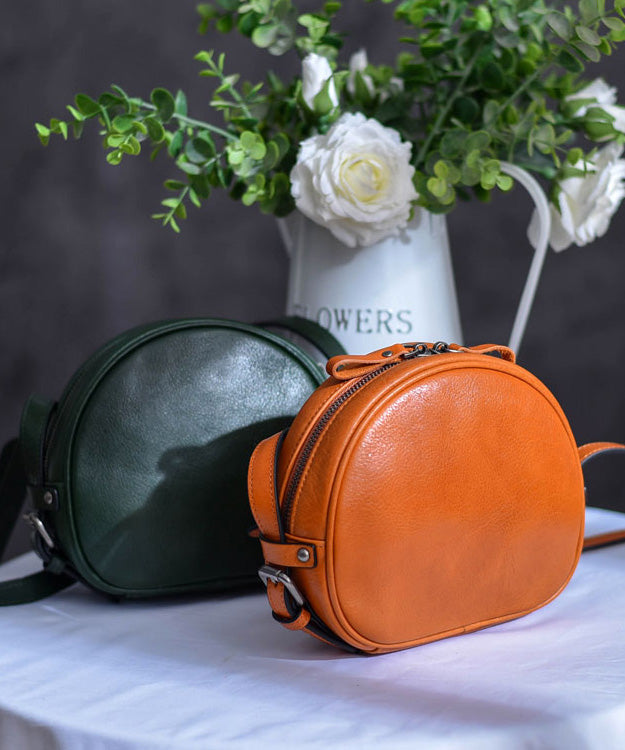 CrossBody Casual Durable Solid Leather Round Bag