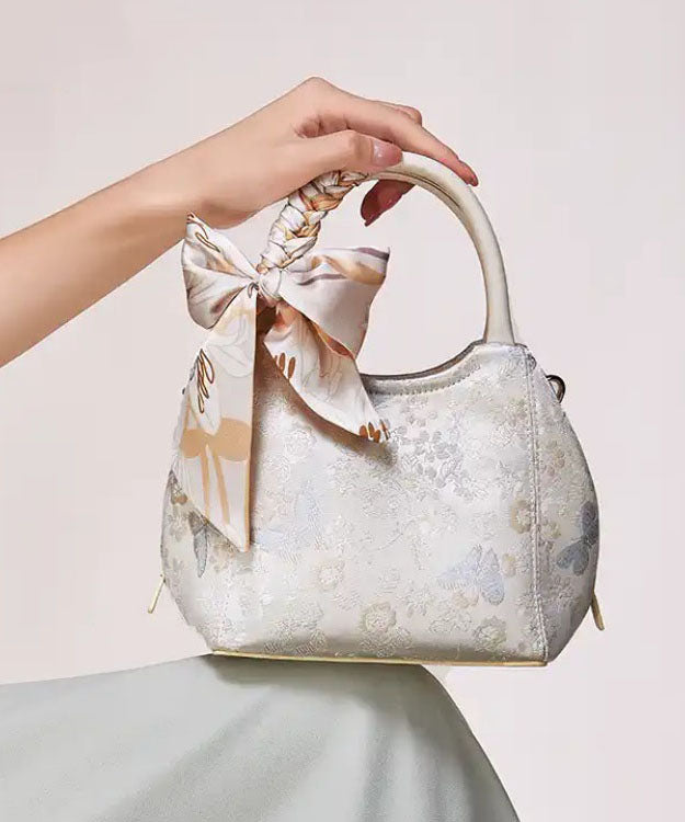 Cotton Chic Bag Tote Jacquard Bow Beige
