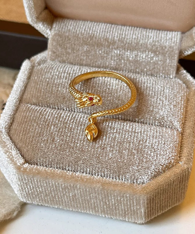 Copper Dragon Overgild Chinese Shaped Gold Style Open Rings