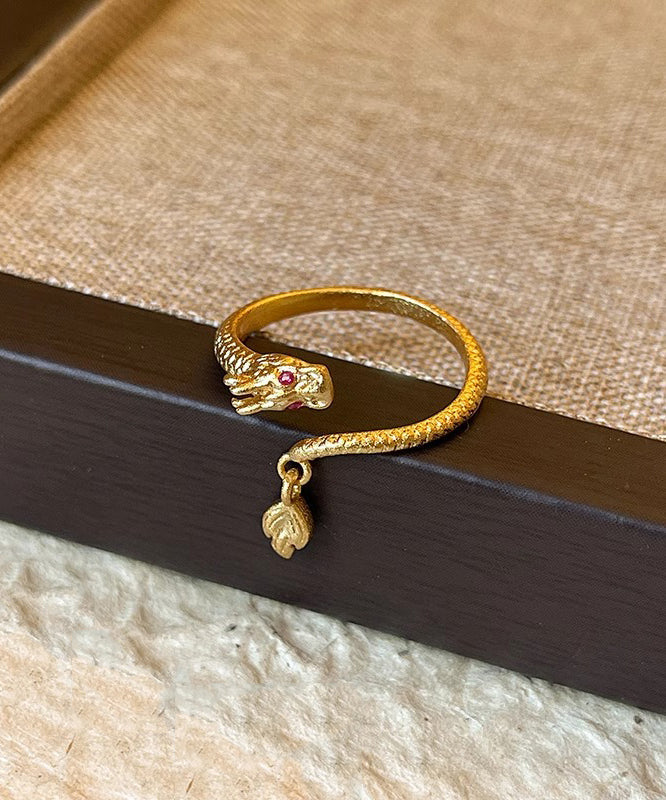 Copper Dragon Overgild Chinese Shaped Gold Style Open Rings