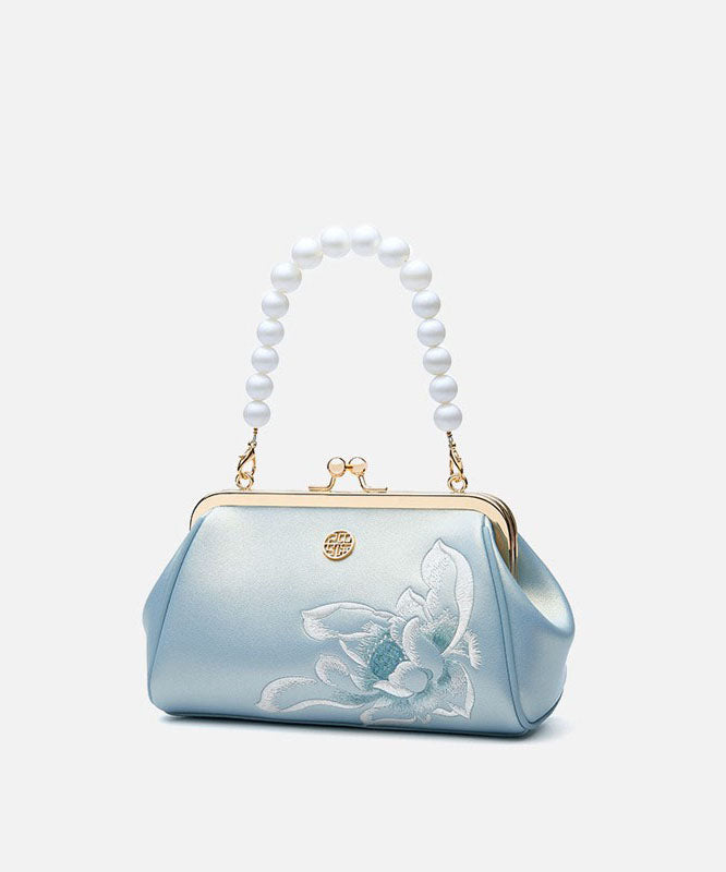 Pearl Chinese White Cowhide Embroidered Crossbody Handbag
