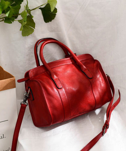 Large Leather Capacity Tote Red Handbag Classy