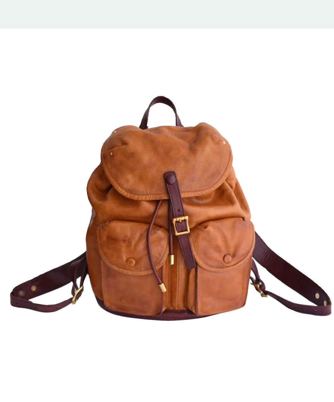 Large Backpack Capacity DIY Pockets Yellow Bag Leather