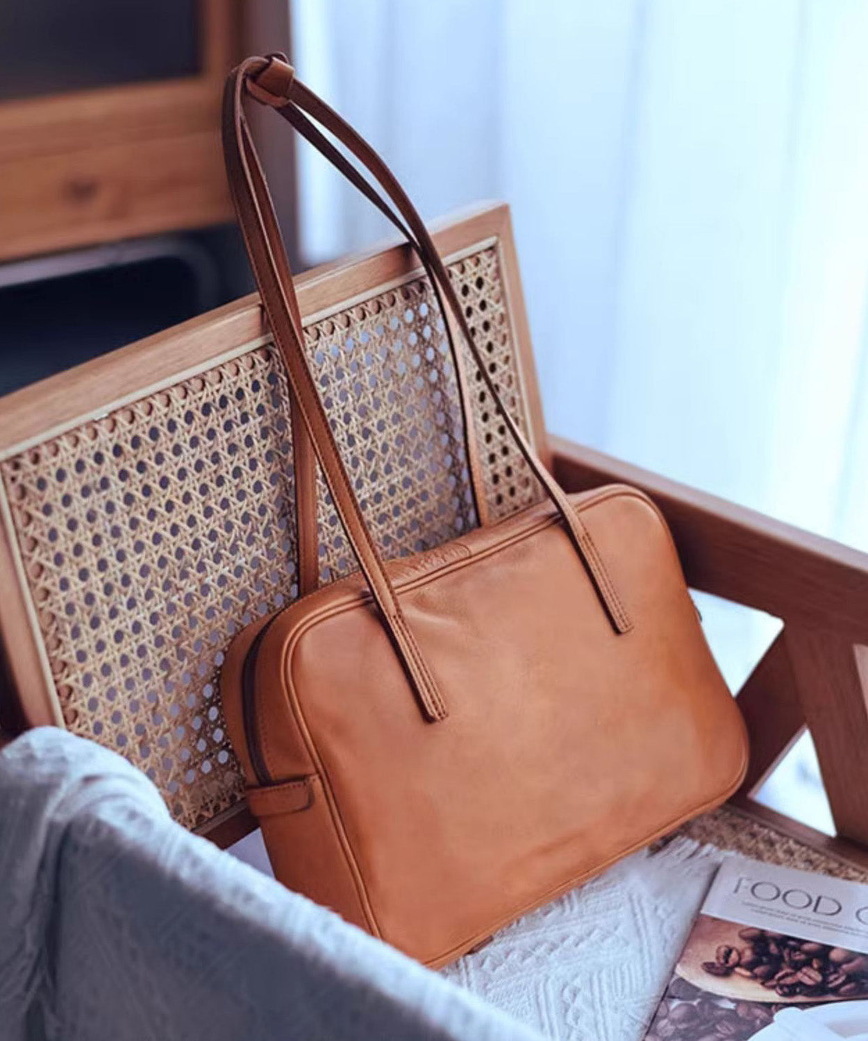 Orange Shoulder Square Bags Leather Elegant Durable