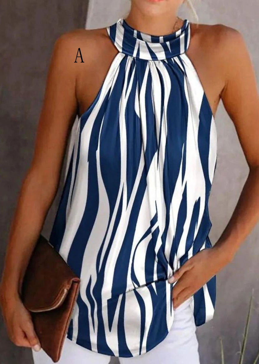 SampleEuropean And American Print Halter Top Sleeveless