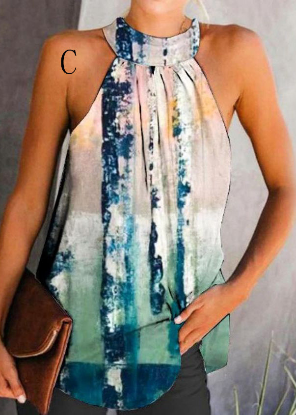 SampleEuropean And American Print Halter Top Sleeveless