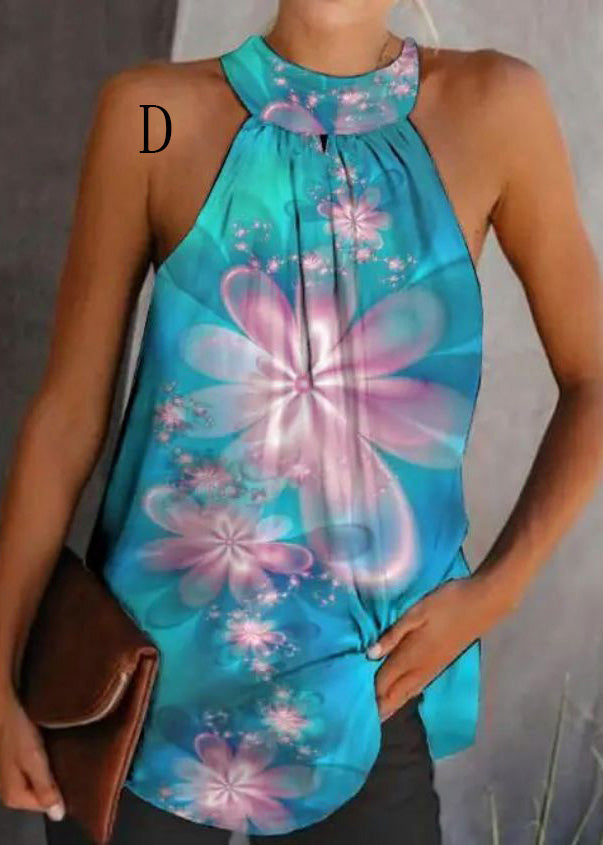 SampleEuropean And American Print Halter Top Sleeveless