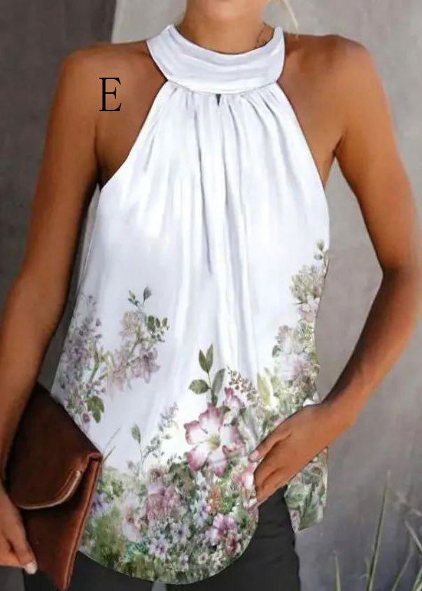 SampleEuropean And American Print Halter Top Sleeveless