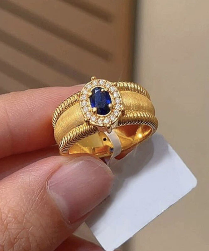Overgild Zircon Sterling Rings Gold Silver Open Fashion