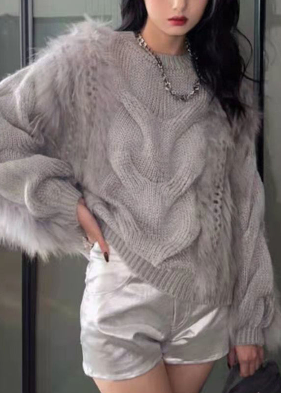 Fuzzy Sweaters Yellow O-Neck Fashion Cozy Fall Cotton Fur Fluffy Knit