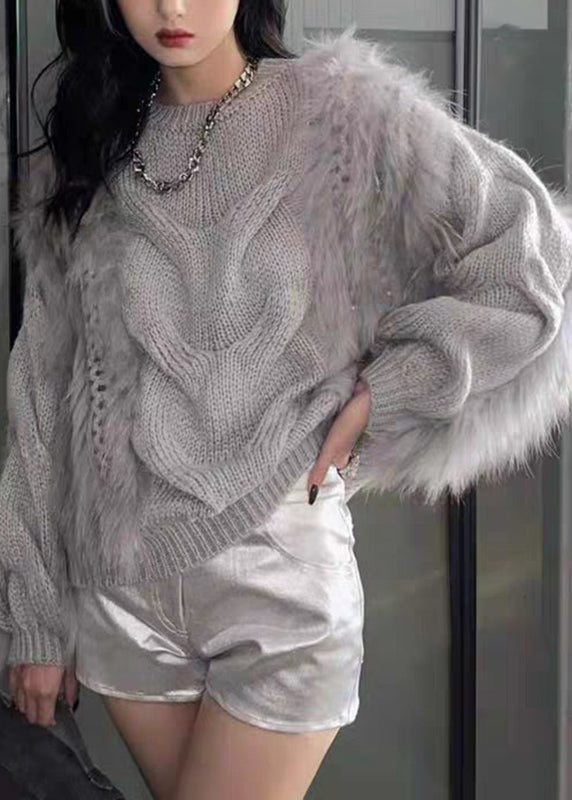 Fuzzy Sweaters Yellow O-Neck Fashion Cozy Fall Cotton Fur Fluffy Knit