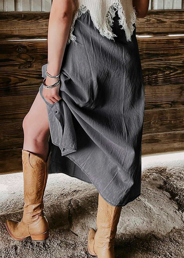 Denim Summer Light Pockets Waist Skirt High Italian Blue