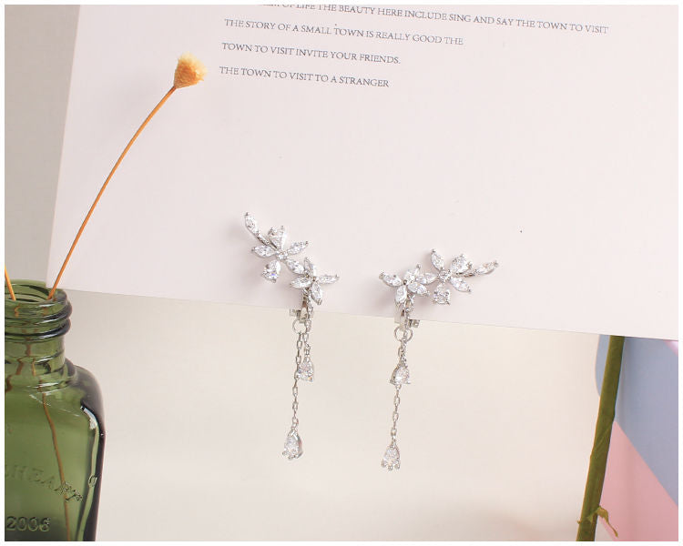 Stud Rhinestone Floral / Clip-On Earrings