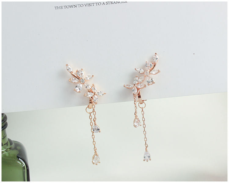 Stud Rhinestone Floral / Clip-On Earrings
