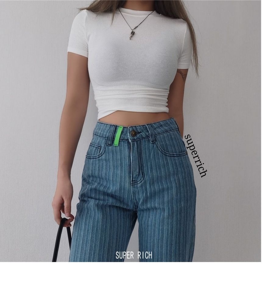 Top Cropped Short-Sleeve Plain