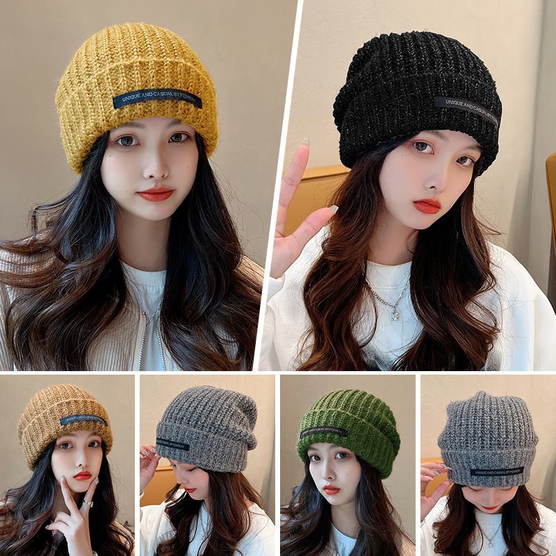 Lettering Applique Knit Beanie