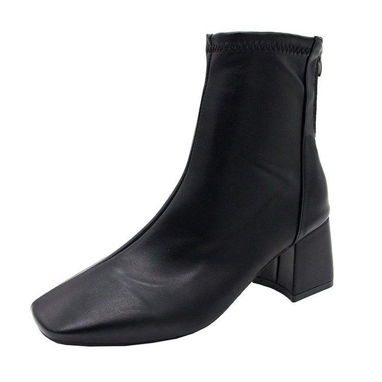 Chunky Plain Boots Heel Short