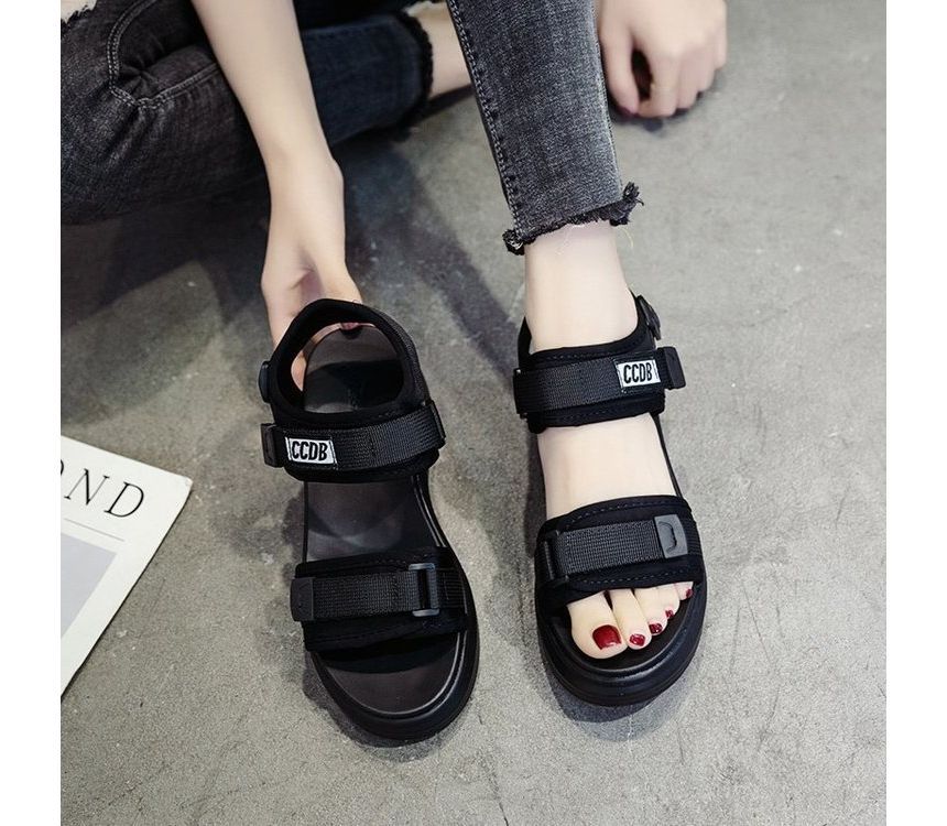 Wedge Heel Sandals Adhesive Platform Strap