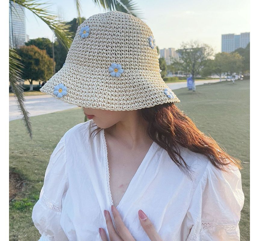 Sample Floral Woven Sun Hat