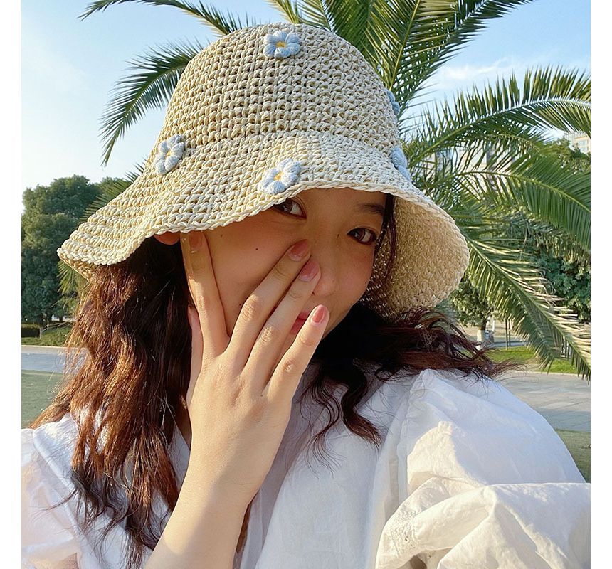 Sample Floral Woven Sun Hat