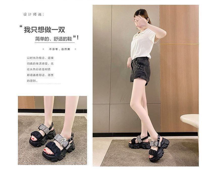 Rhinestone Sandals Platform