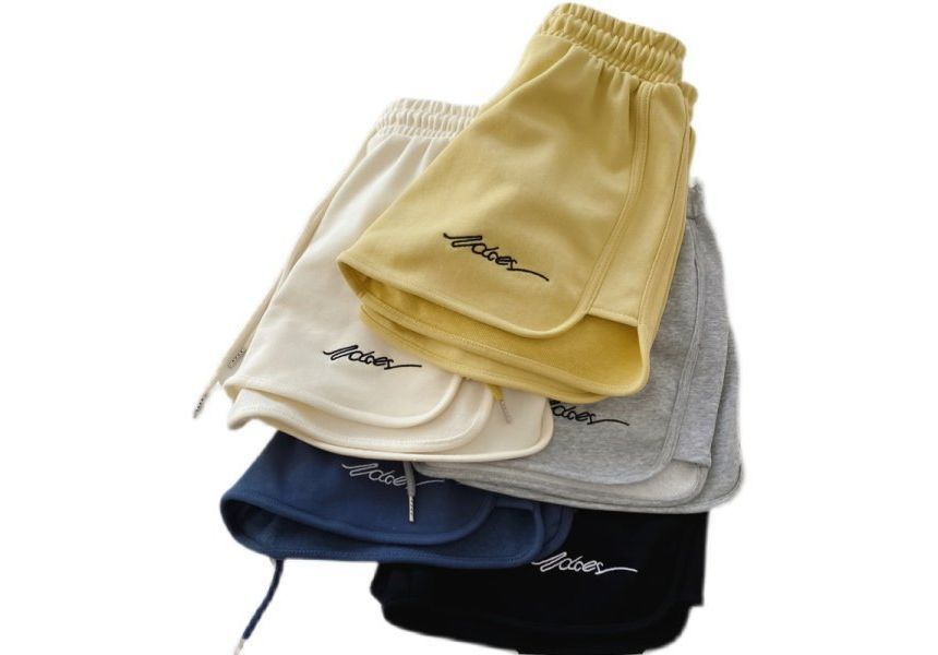 Elastic Waist Sweatshorts Lettering
