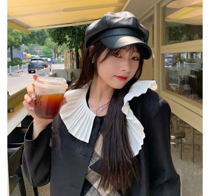 Sample Faux Leather Newsboy Cap