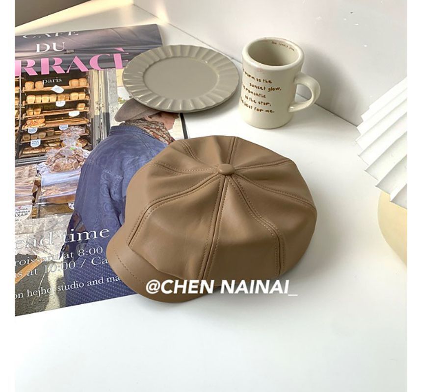 Sample Faux Leather Newsboy Cap