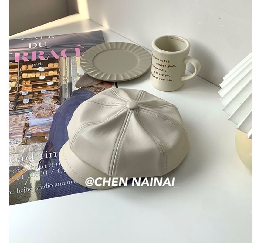 Sample Faux Leather Newsboy Cap