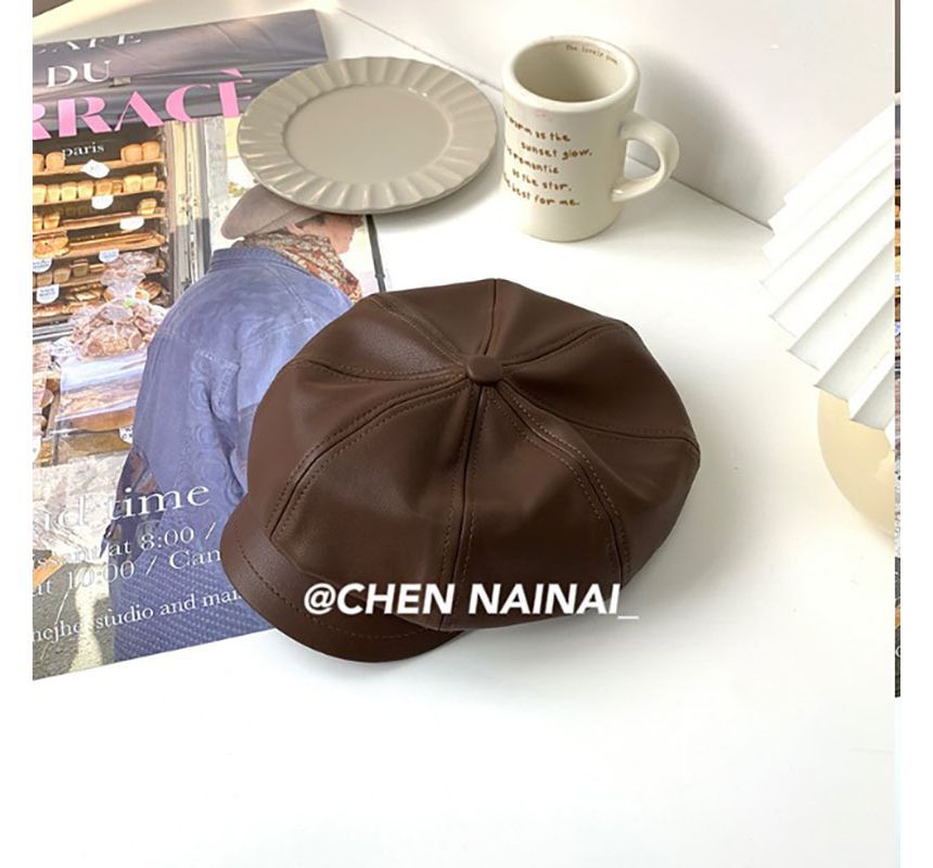 Sample Faux Leather Newsboy Cap