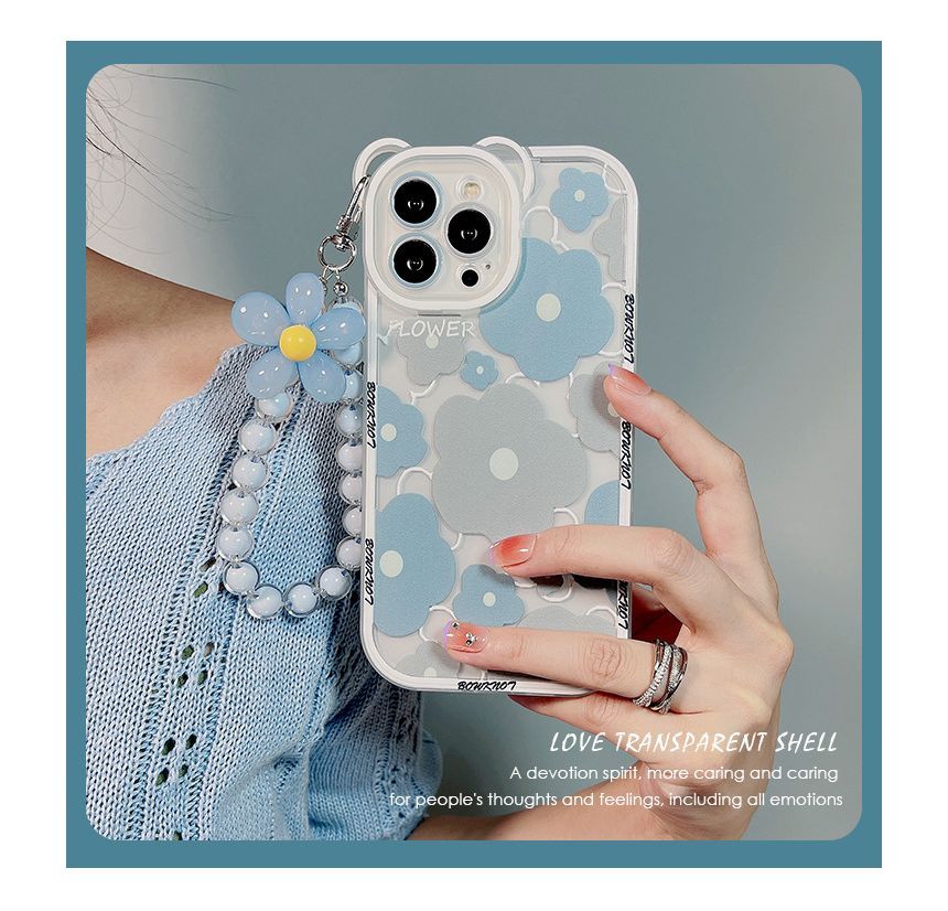 Sample Flower Bead Chain Transparent Phone Case
