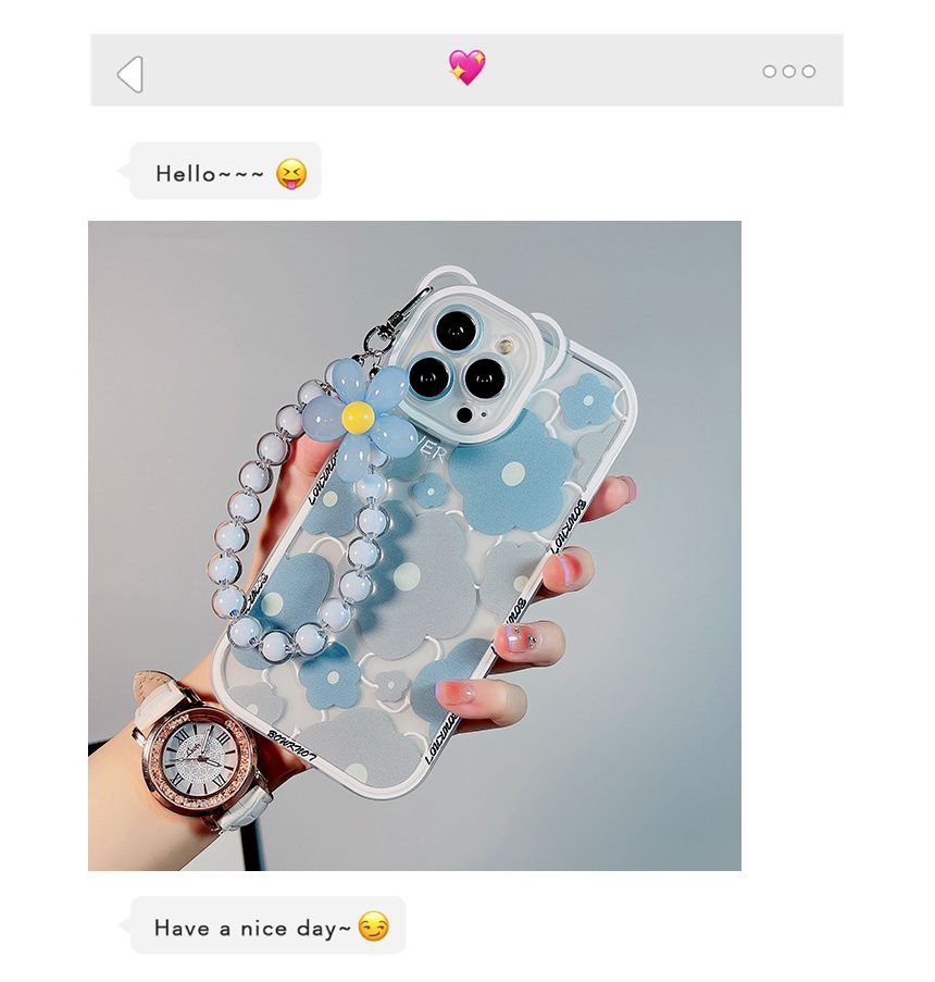 Sample Flower Bead Chain Transparent Phone Case
