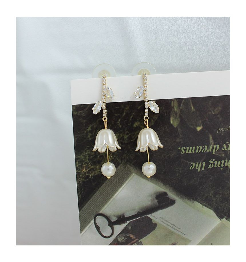 Dangle Alloy Rhinestone Tulip Earring