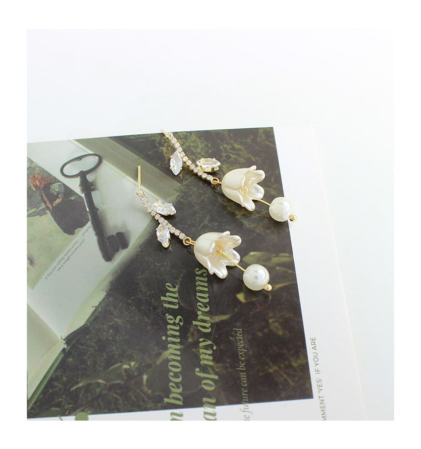 Dangle Alloy Rhinestone Tulip Earring