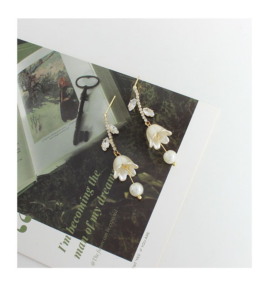 Dangle Alloy Rhinestone Tulip Earring