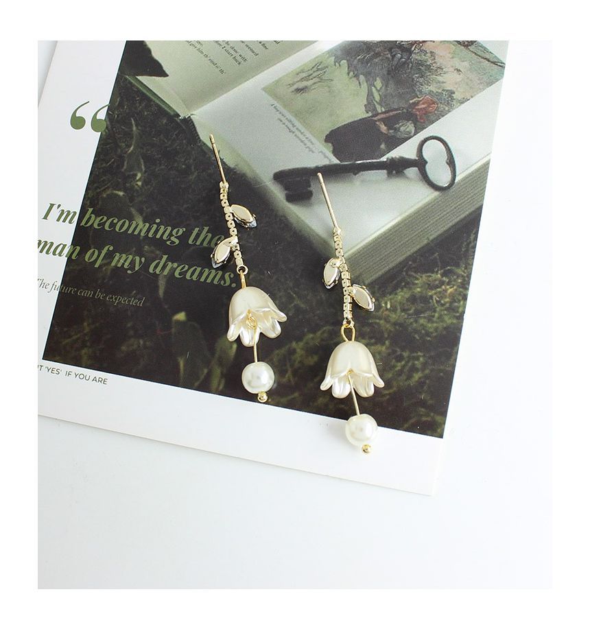 Dangle Alloy Rhinestone Tulip Earring