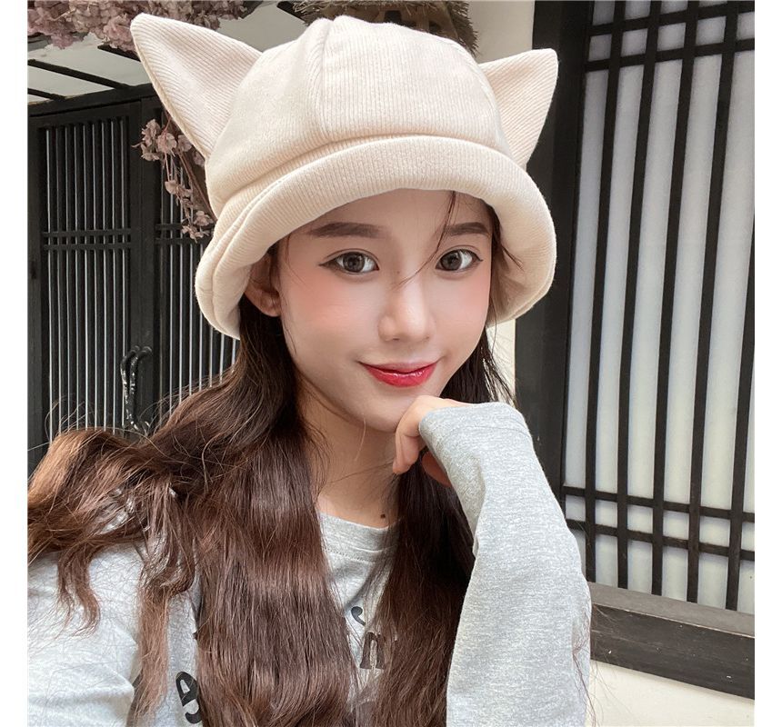 Knit Bucket Ear Cat Hat