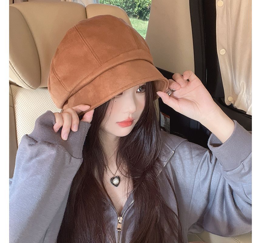 Sample Plain Faux Suede Newsboy Cap