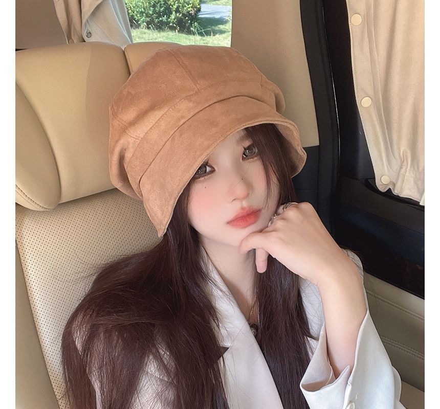 Sample Plain Faux Suede Newsboy Cap
