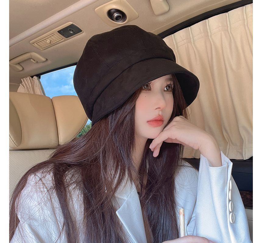 Sample Plain Faux Suede Newsboy Cap