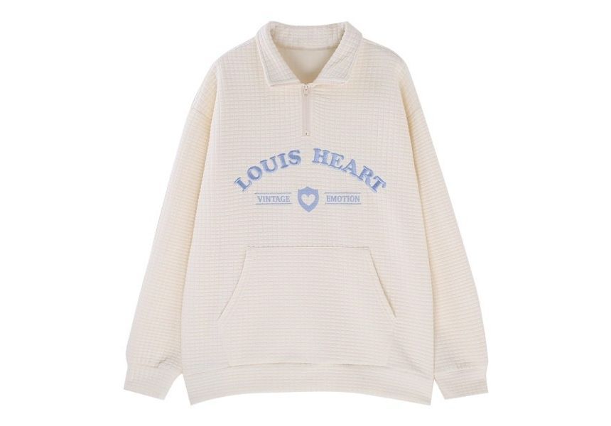 Collar Letter Sweatshirt Embroidered Oversized